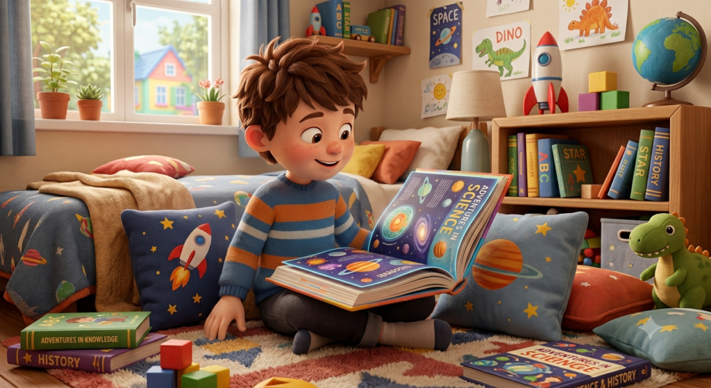 Custom educational story with child's name exploring space