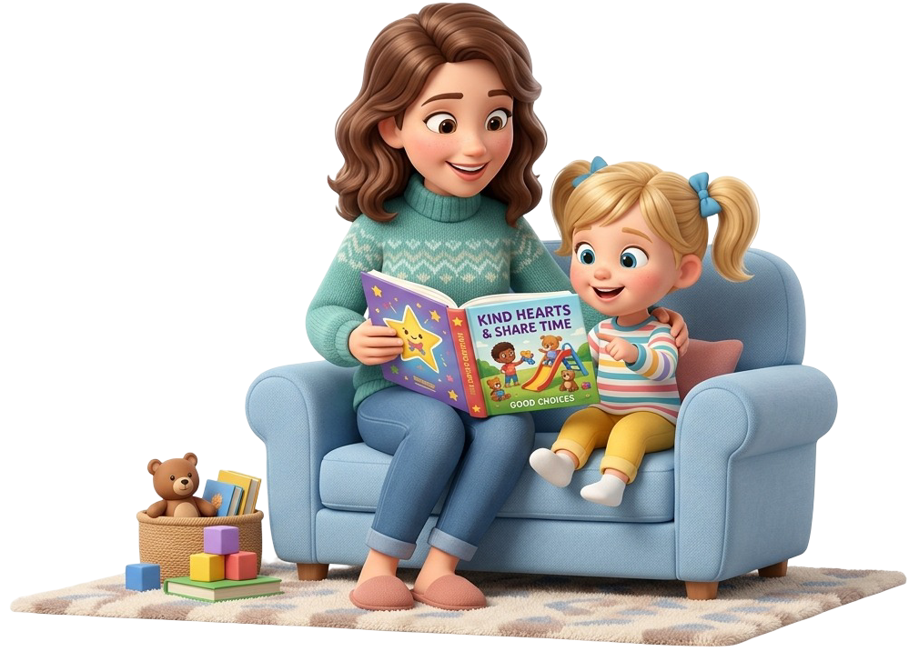 Mother reading to young girl