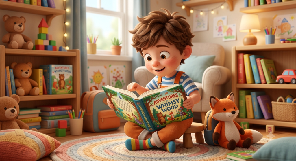 Child reading in a cozy room